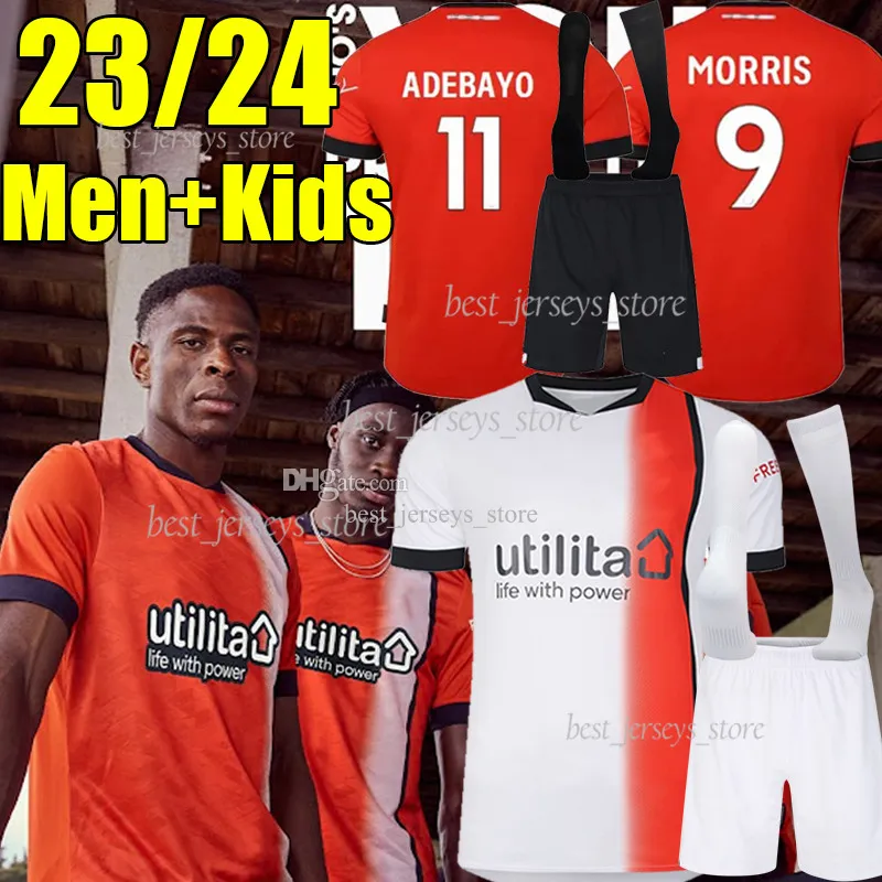 23/24ルートンタウンアウェイサッカージャージ2023 2024 Morris Woodrow Adebayo Burke Campbell Shird Men Kids Kits Sock Full Sets Maillot Foot