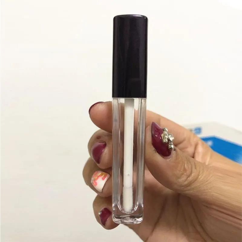 25 ml vide carré brillant à lèvres tube en plastique transparent rouge à lèvres baume à lèvres bouteille conteneur avec couvercle noir pour pinceau à lèvres pour voyage et usage domestique Owuek