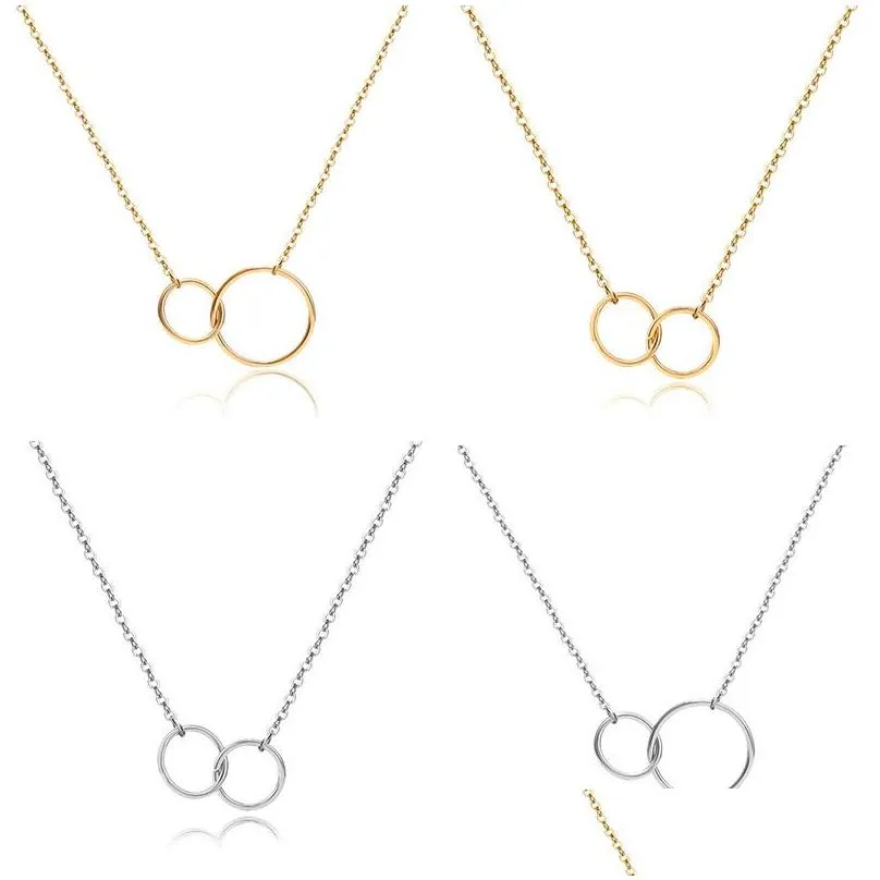 Подвесные ожерелья повседневное двойное колье дизайнерское ожерелье Sier Gold Chain Women Первоначальная вечность. Обручающая бесконечная Deli Deli Dhhw4