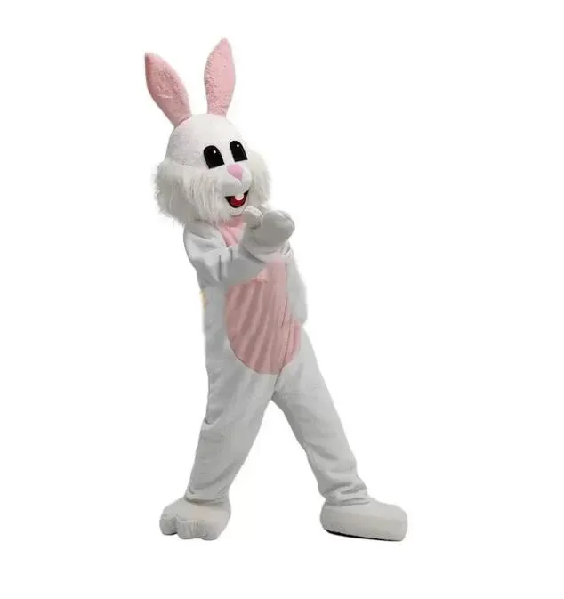 2024 Witte konijnmascotte Kostuums Kerstfeestje Canaatjurk Streepjes Karakter Outfitpak