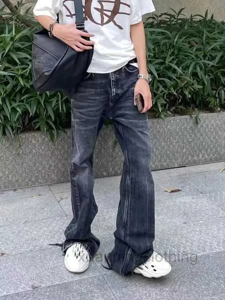 Originele baal gewassen jeans mannen flare voor oversized denim broek mode losse hiphop streetwear causale jeans h0sj
