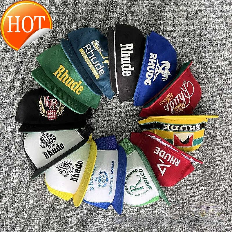 Rhude Ball Caps Brand American Truck Hat Men's and Women w tym samym stylu Flat Brim Brim Cap Winter R4