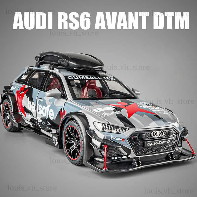 1 24 Audi RS6 DTM Modified Vehicle Ally Model CAR -speelgoed Diecasts Metalen gietgeluid en lichte autospeelgoed voor LDREN -voertuig T230815