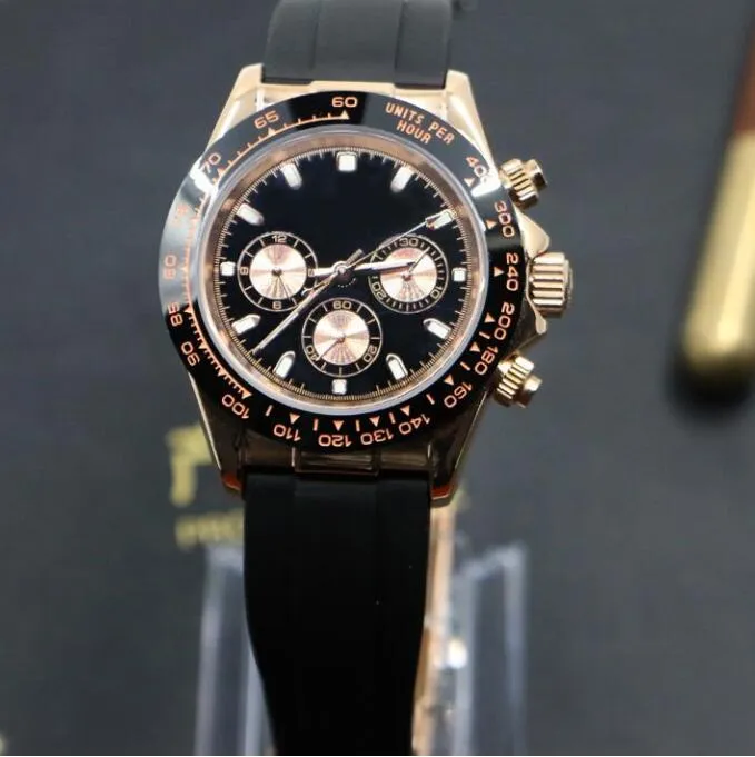 40mm Herren Uhren Sapphire Glass Gummiarmband Automatische Bewegung Mechanische Himmelblau -Zifferblatt Super -Luminous wasserdichte Armbanduhr
