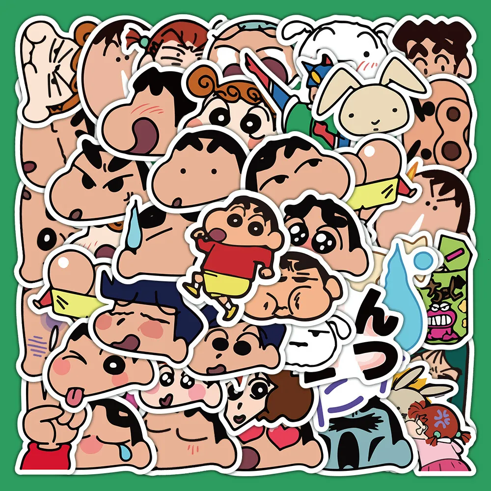 Komputer z zabawkami dla dzieci 62PCS Cartoon Anime Crayon Shinchan Naklejki