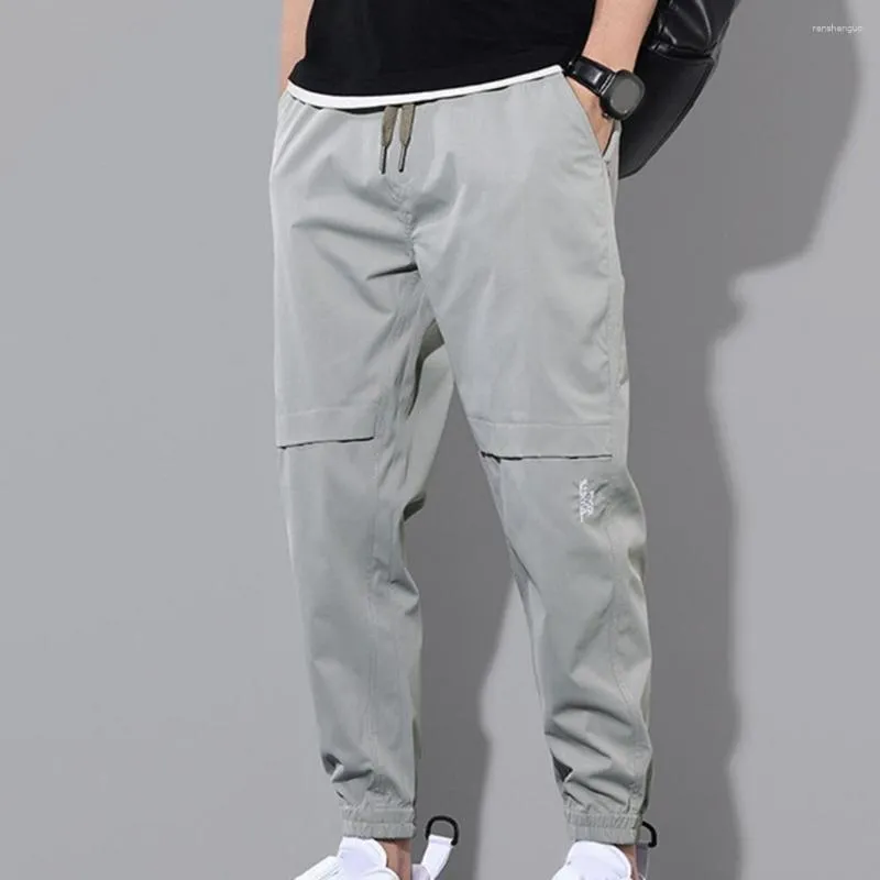 Mens Pants Cargo Trousers For Men Elastic Waist Drawstring Cool