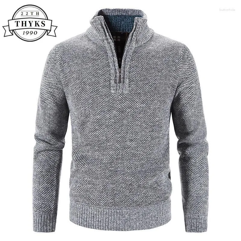 Herrenpullover Winter Strickpullover Wolle Fleece dicker warmer Rollkragenpullover Halbzipper Stricker Schwalben Bluse Jumper Ropa Hombre