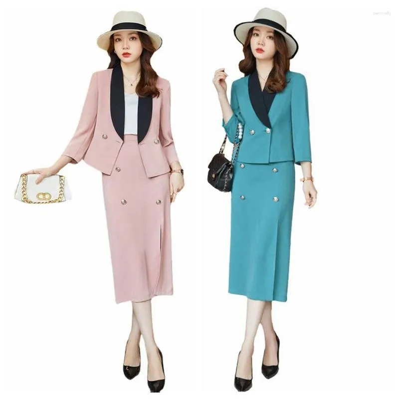 Two Piece Dress High Quality Korean Spring Formal Ladies Blazer Suit Women Business With Work Wear Office Pencil Skirt Jacket 2-piece Sets