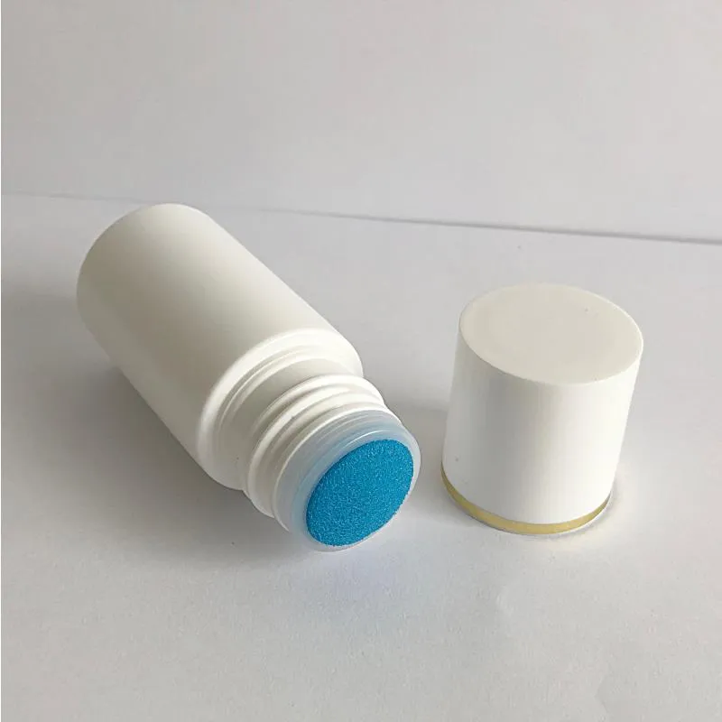 Applicateur d'éponge en plastique blanc vide, bouteille de liquide HDPE, bouteilles pour soulager la douleur musculaire, avec tête d'éponge bleue, 20G, 20ML, Hhfxi