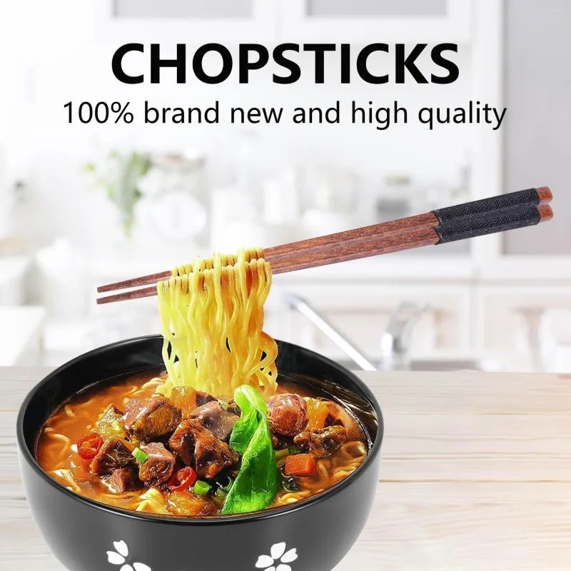 Dinnerware Sets 1 Pairs Japanese Natural Wood Chopsticks Value Pack Cooking Tableware Theaceae Black