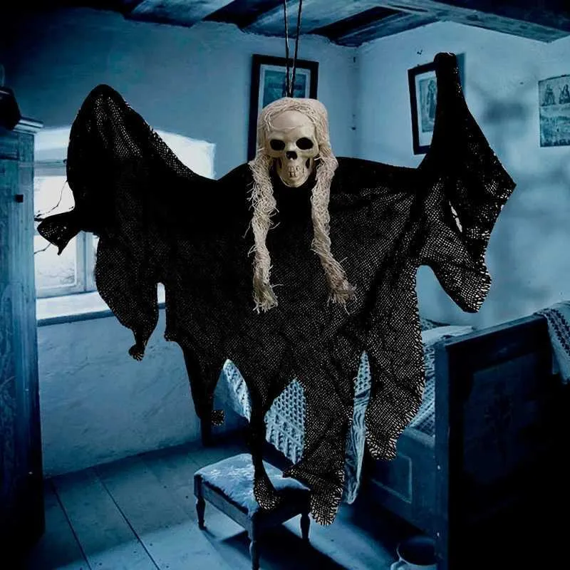 Nieuwe items Halloween Hangende schedel Hoofd Ghost Haunted House Escape Horror Props ornament Halloween Party Decorations for Home Terror Scary J0815