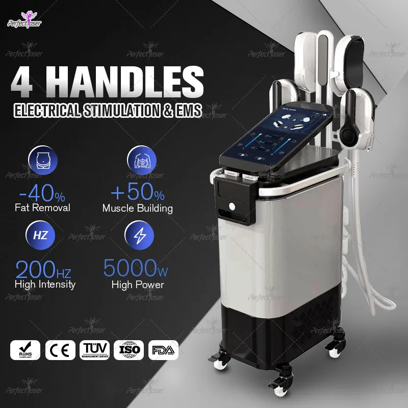 Senaste EMS -fettreduktion Body Sculpt Slim Machine Emslim Neo Ems Device Sculpting Abdomen Firming Muscle Building Weight Loss Equipment med FDA 2 år Warrenty