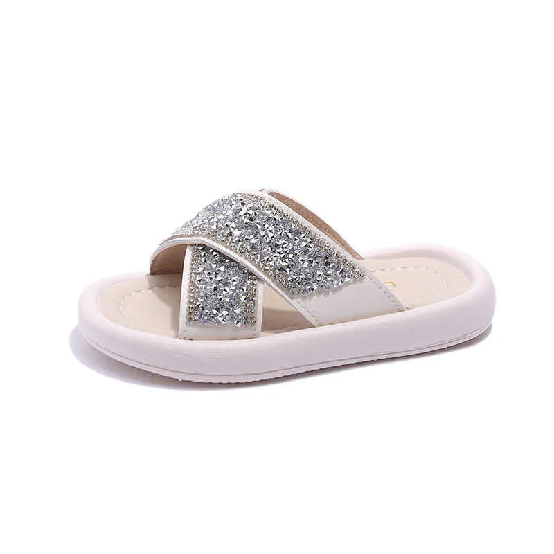 Glittery Cross Belt Princess Toddler Slippers For Girls