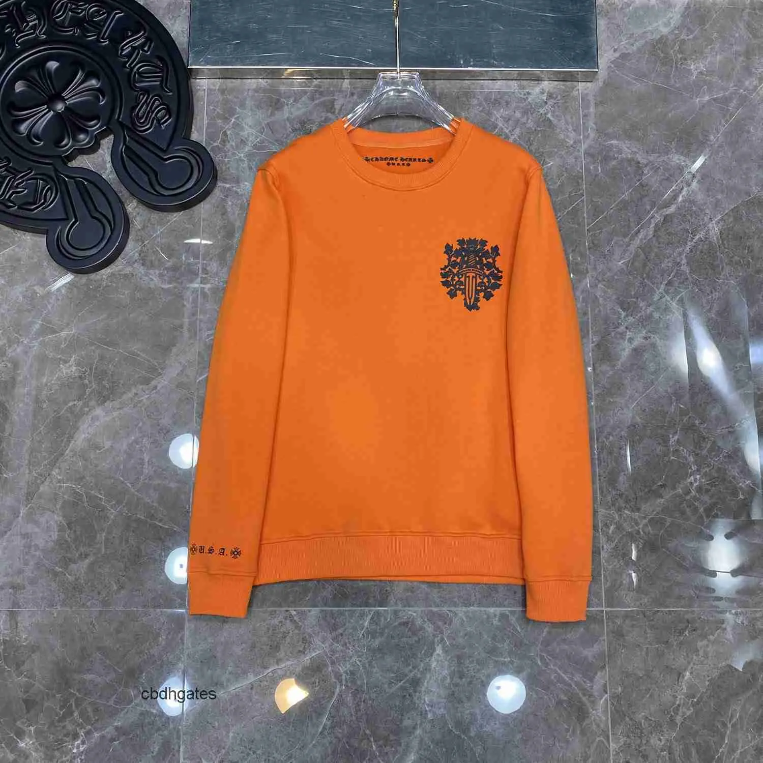 Hoodies Sweaters Hoodie Chromezhearts 21SS Designer Richtiges Herbstkleid kommt orange Schwert runden Nackenpullover