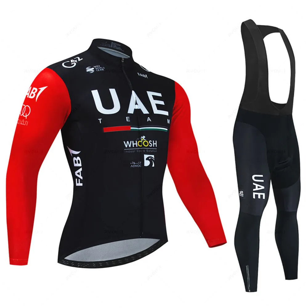 Cykeltröja sätter UAE Autumn Cycling Jersey Set Long Sleeve Bicicleta Clothing Mtb Maillot Ropa Ciclismo Bicycle Sportswear Road Bike Uniform 230815