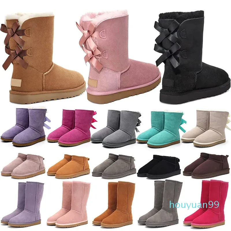 Designer -Boots tofflor Tasman Womens Platform Winter Booties Classic Snow Boot Ankle Short Bow Mini Fur Black Chestnut Pink Bowtie Shoes