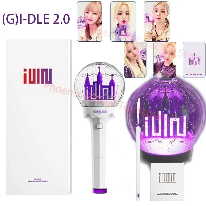 LED Işık Çubukları Kpop Gidle Lightstick Ver.2 Kore Gi-DLE Işık Çubuğu Sürüm 2 1 Kale Konser Lambası Partisi PO Kartları Hediye 230814