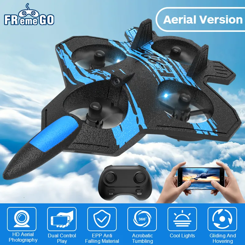 Flygplan Modle F22 RC -plan med kamera 4K 360 ° Stunt Remote Control Fighter Epp Foam HD Camera RC Aircraft Airplane Toys for Children Children 230815