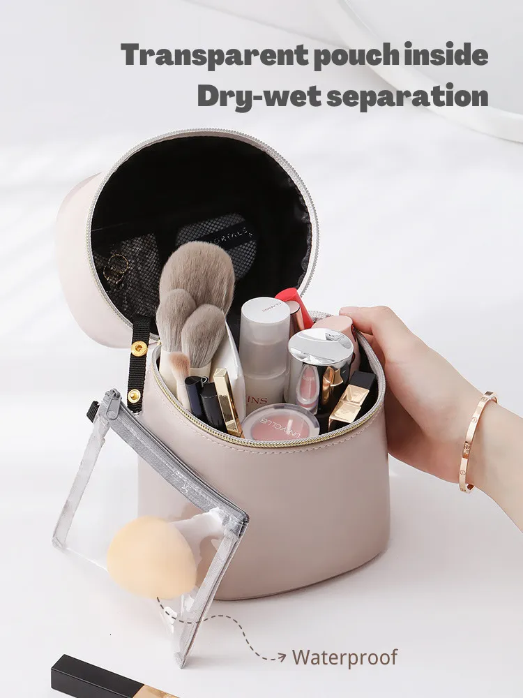 Kosmetiktaschen Make -up Organizer Kosmetikbeutel Hautpflegemauerorganisator großer Kapazitätsbox für Reisebürstenpreislager mit transparenter Beutel 230815