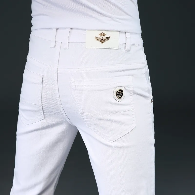 Men s Jeans 7 Styles White Slim Advanced Stretch Skinny Embroidery Decoration Denim Trousers Male Brand Clothes 230814