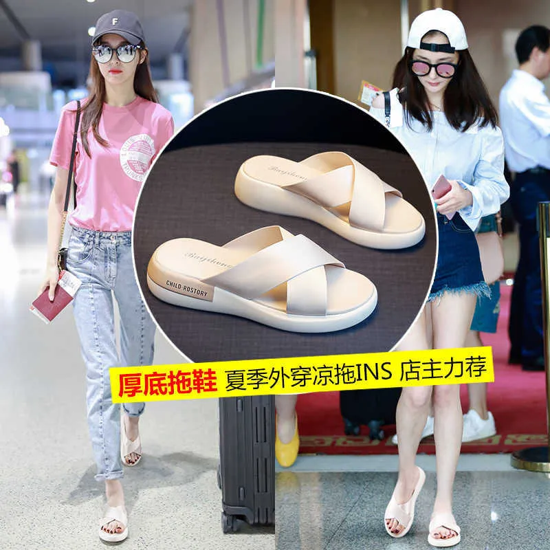 Slipper Women's summer wear thick bottomed slope heel slippers women's sandals new leisure slippers women sandals