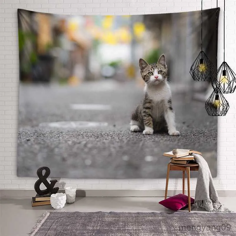 Tapestries Cute Funny Cat Tapestry Animal Wall Art Decoration Tapestry Children's Room Living Room Bedroom Dormitory Room Home Decoration R230815