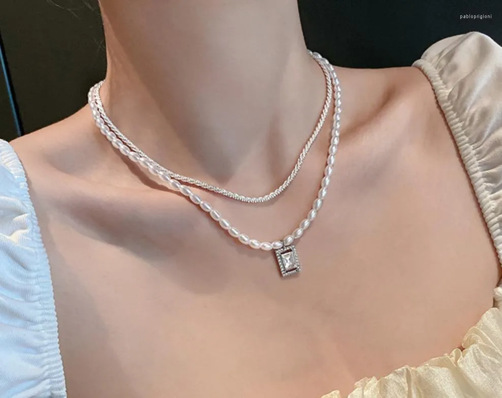 Ketten Barock natürliche Perle doppelt geschichtete zweiteilige Pendellie-Halsketten für Frauen Mode Schmuck