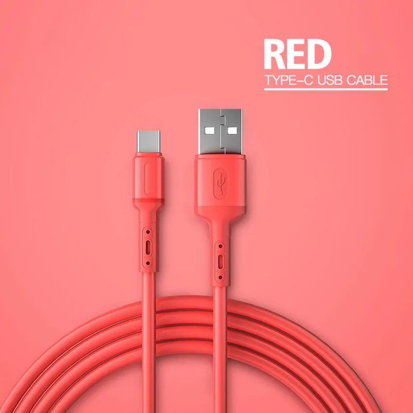 USB Cables 3A Fast Data Charging  Wire Cord Liquid Silicone Cable 1M