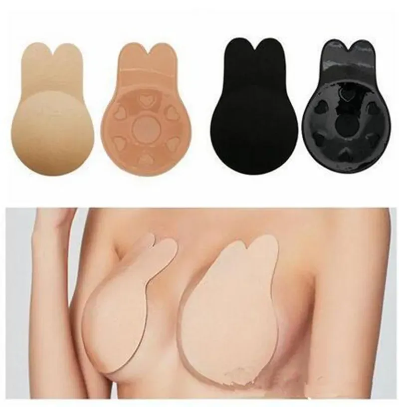 Lady Push Up Bra Strapless Invisible Bra Self Adhesive Silicone Nipple Cover Stickers Rabbit Ear Chest-lifting Stickers Lifting Chest Stick