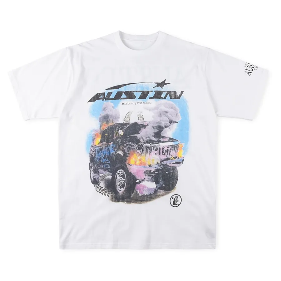 Tees Herren T -Shirts Designer Austin Car Printed Shirt Street Fit Shorts Ärmeln Kleidung US Größe 23fw