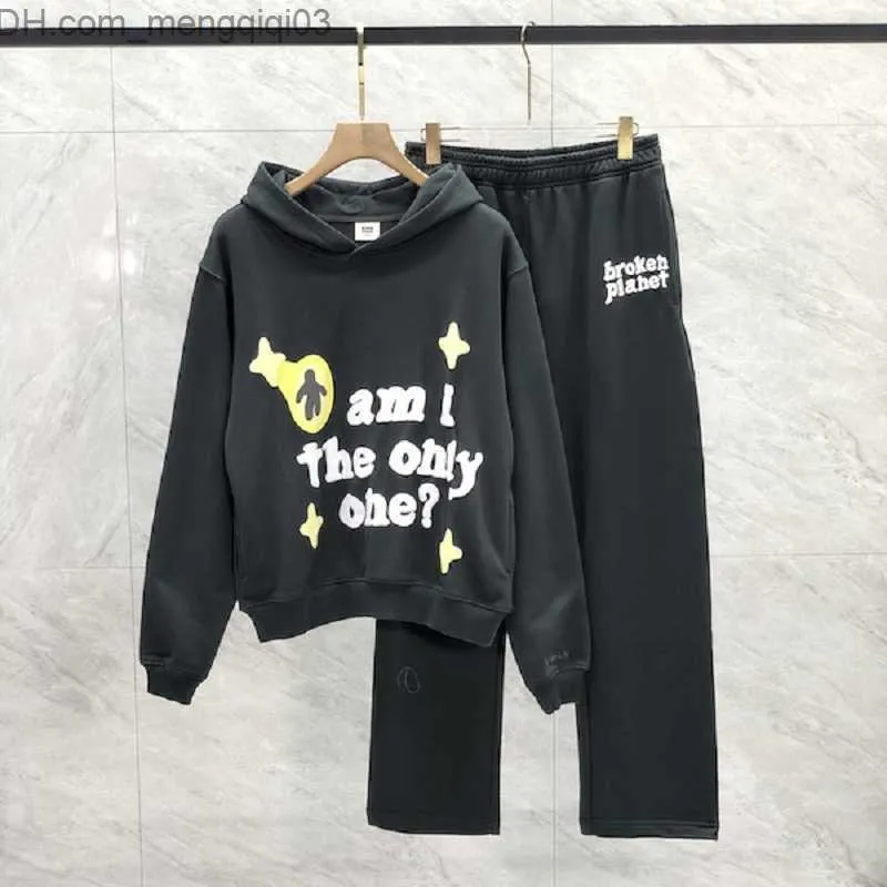 Men's Hoodies Sweatshirts Men's Broken Planet Hoodie Premium foam Alphabet Hoodie Set Oversized Pocket Hoodie Zipper Couple BP Sweatshirt Z230816