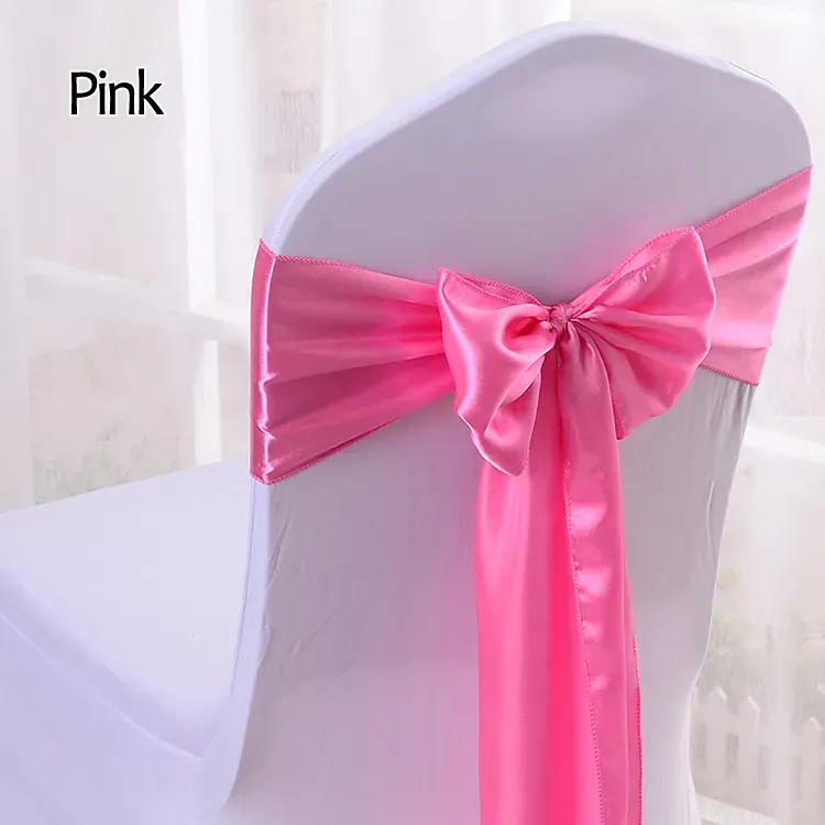 Silk Satin Ribbon Bow Chair Sashes For Banquet Chair Wedding Party Decoration Chair Band Romantic Formal Occasion Wedding Supplies
