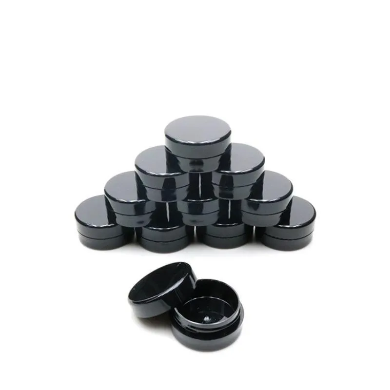 3Gram Cosmetic Sample Empty Jar Plastic Round Pot Black Screw Cap Lid, Small Tiny 3g Bottle, for Make Up, Eye Shadow, Nails, Powder, Pa Ohms