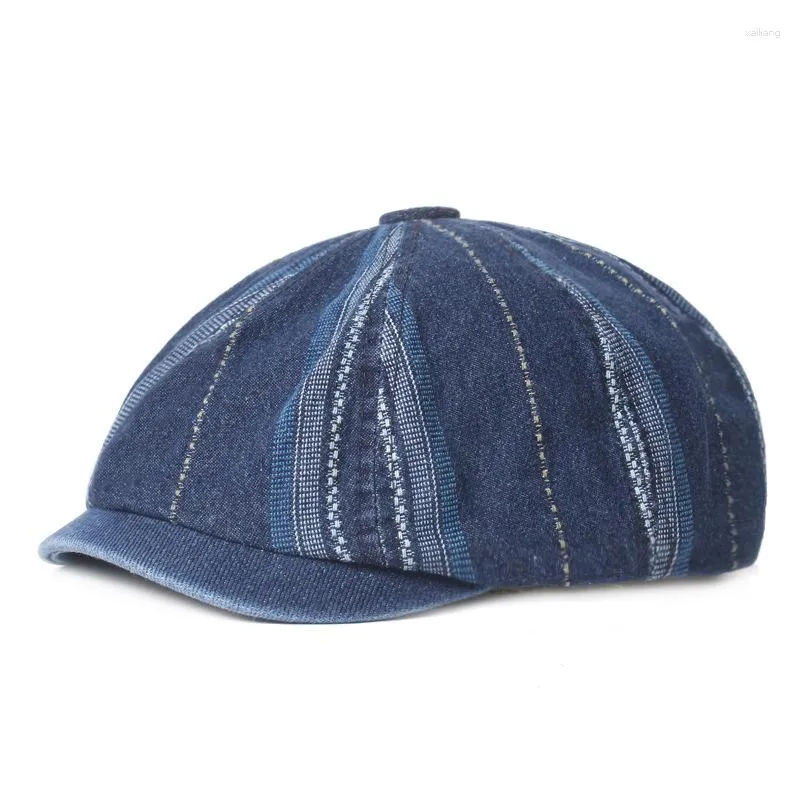 Berets Vintage Men Sboy Hats Classic Western Herbst Caps Denim Beret Hut flache Krempe Verstellbare Frauen Spring BLM416