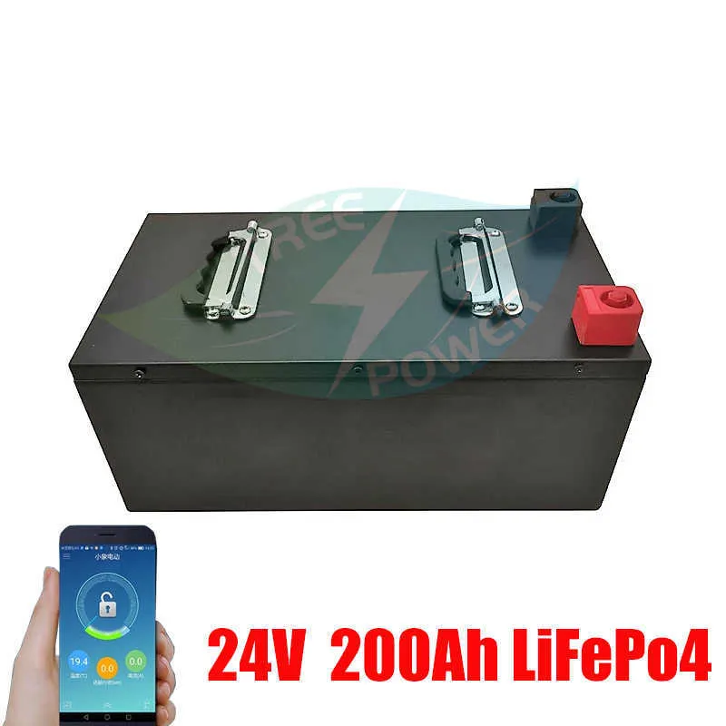 24V 200AH LIFEPO4 Lityum Pil BMS 12.8V Karavan üç tekerlekli bisiklet depolama teknesi için tekerlek arabası kasası +20a şarj