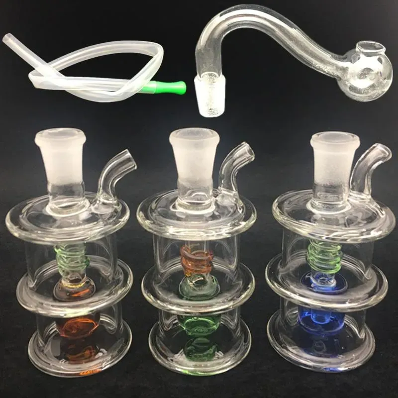 Goedkope mini dab olieligingen glazen bongs 10 mm gewricht rig bong interne turbo perc glazen oliebrander waterpijpen met olielom ll