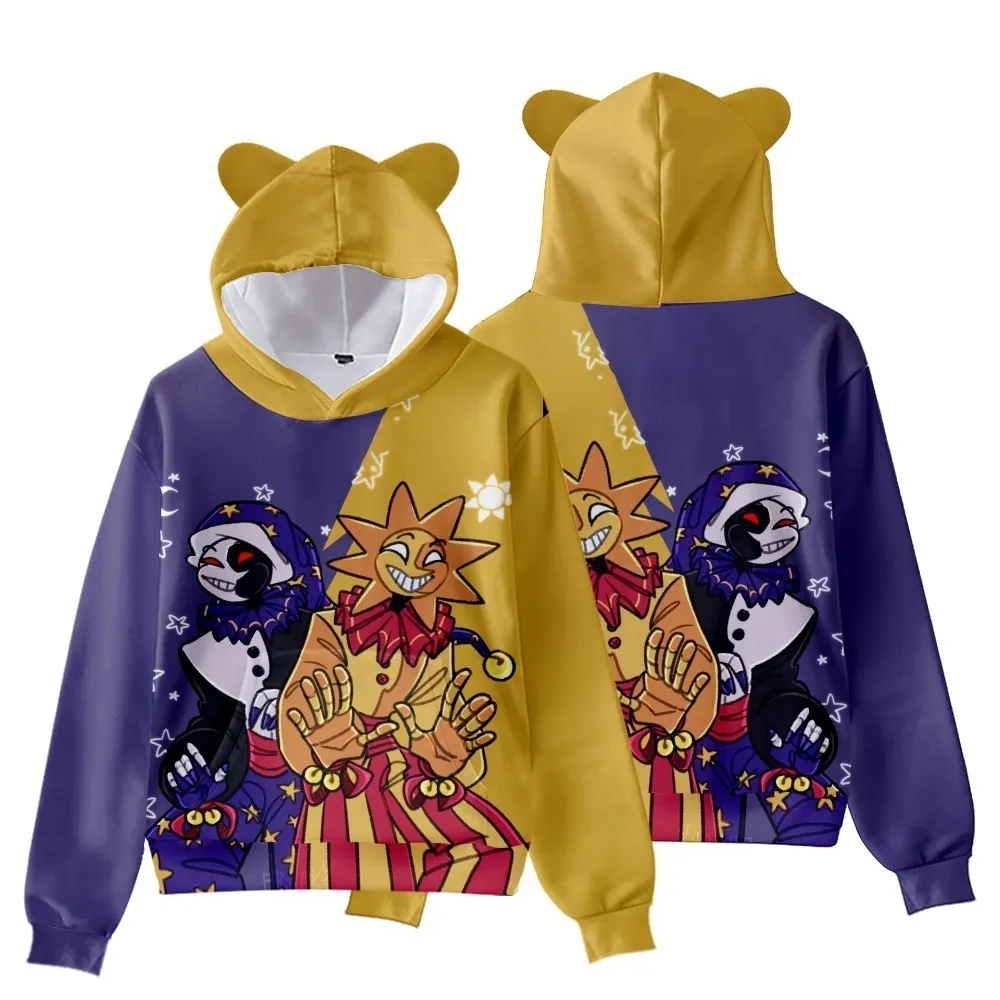 Hoodies Sweatshirts FNAF Sundrop Moondrop Pullover Kids Hoodie Cat Ears Cartoon Sweatshirt Teens Boys Girls Cosplay Costume 230815
