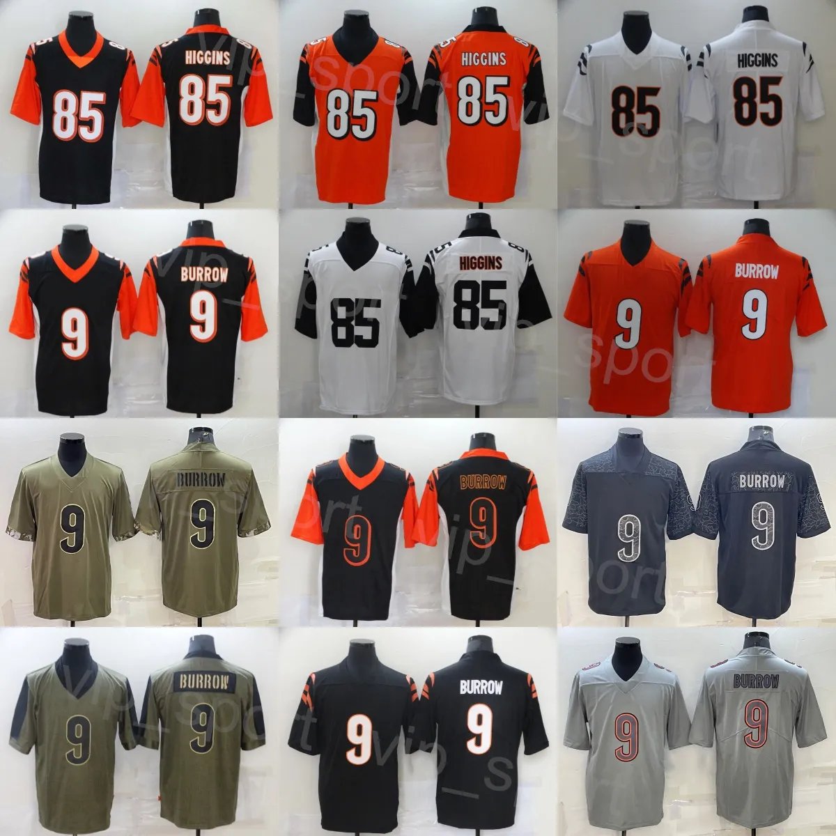 Mans 85 Tee Higgins Jersey de futebol 9 Joe Burrow Uniforme All costura