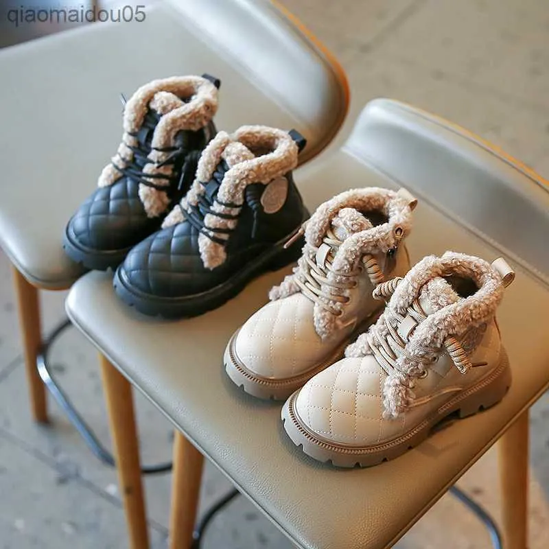 Sneakers Winter Kinderleren laarzen jongens Brits stijl korte laarzen meisjes mode kanten ontwerp prinses laarzen baby zachte warme winterschoenen