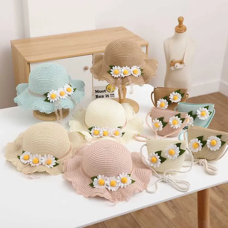 Caps Hats Little Girl Cute Sun Hat And Wallet Summer Flower Hat