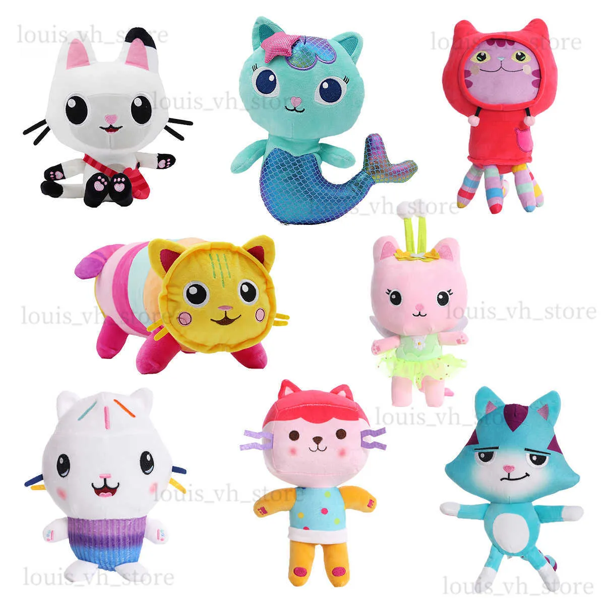 NEW Gabby Dollhouse Plush Toy Mercat Cartoon Stuffed Animals Smiling Cat Car Cat Hug Gaby Girl Dolls Kids Birthday Fans Gifts T230815