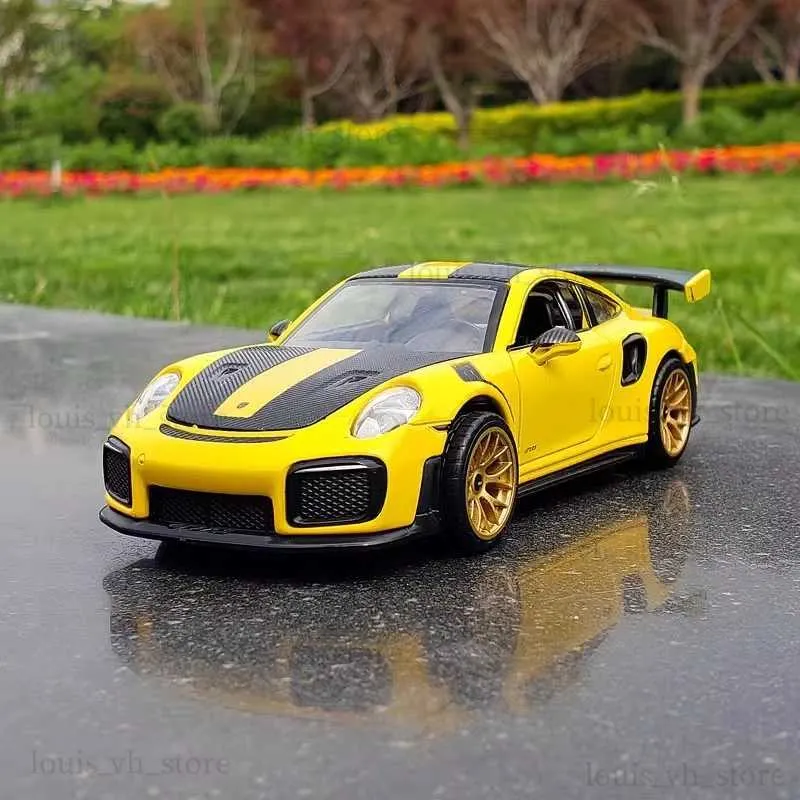 Caipo 1 32 Porsche 911 GT2 RS Supercar Eloy Car Toy Car Metal Collection Model Car Sound and Light Toys For LDREN T230815