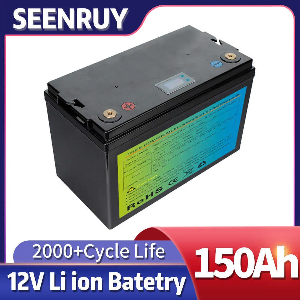 Waterdicht 12V 150Ah Lithium Ion Battery Li ion met BMS voor 1200 W omvormer Solar Panelen Scooter Go Cart RV +10A Charger