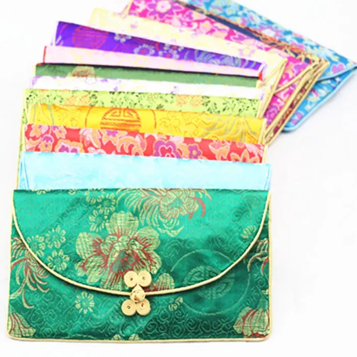 Chinese Knot Silk Brocade Small Zip Bag Set for Gifts, Wallet