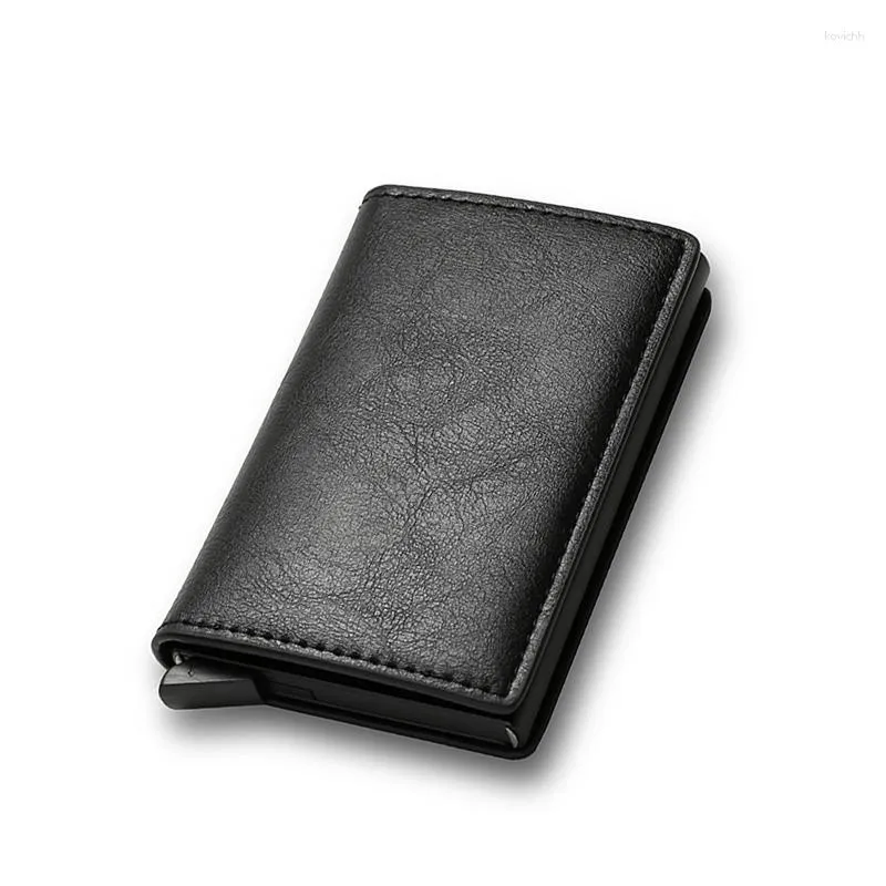 Plånböcker Anpassade kortplånbokväskor svart kolfiber läder enkel mäns gåva personlig väska