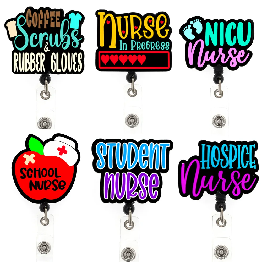 10 PCS/Lot Fashion Key Rings Custom Style Medical Series Nicu Nursing Student Badge Reel voor verpleegkundige accessoires Scrub Life Badge Holder
