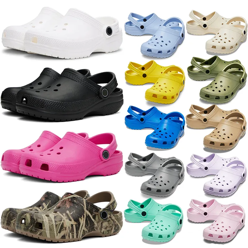 Snelle verzending Croc dames klomp designer sandalen kinderschoenen baby kinderen pantoffels slides gesp klassieke heren triple zwart wit waterdichte schoenen verpleging