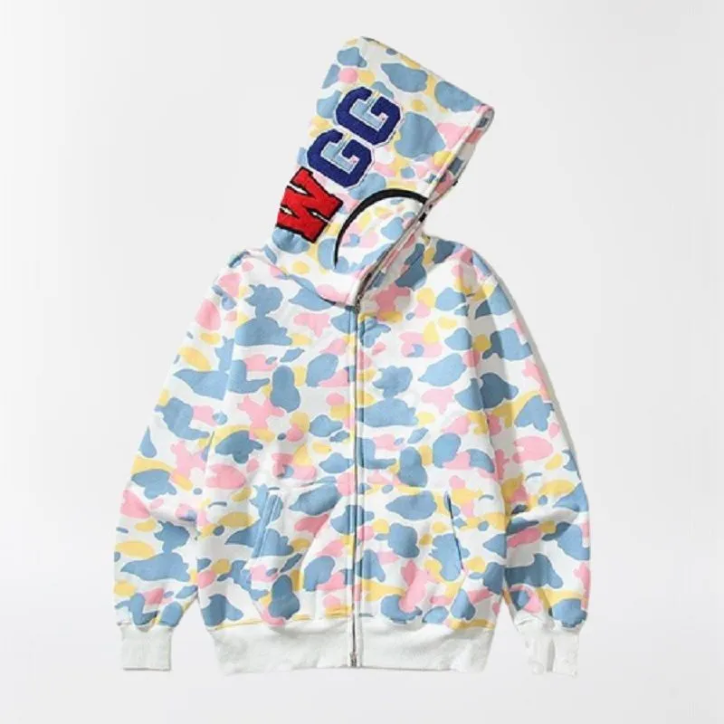 Shark Jaw Camo Tech Fleece Hoodie For Men Cool Animal Print