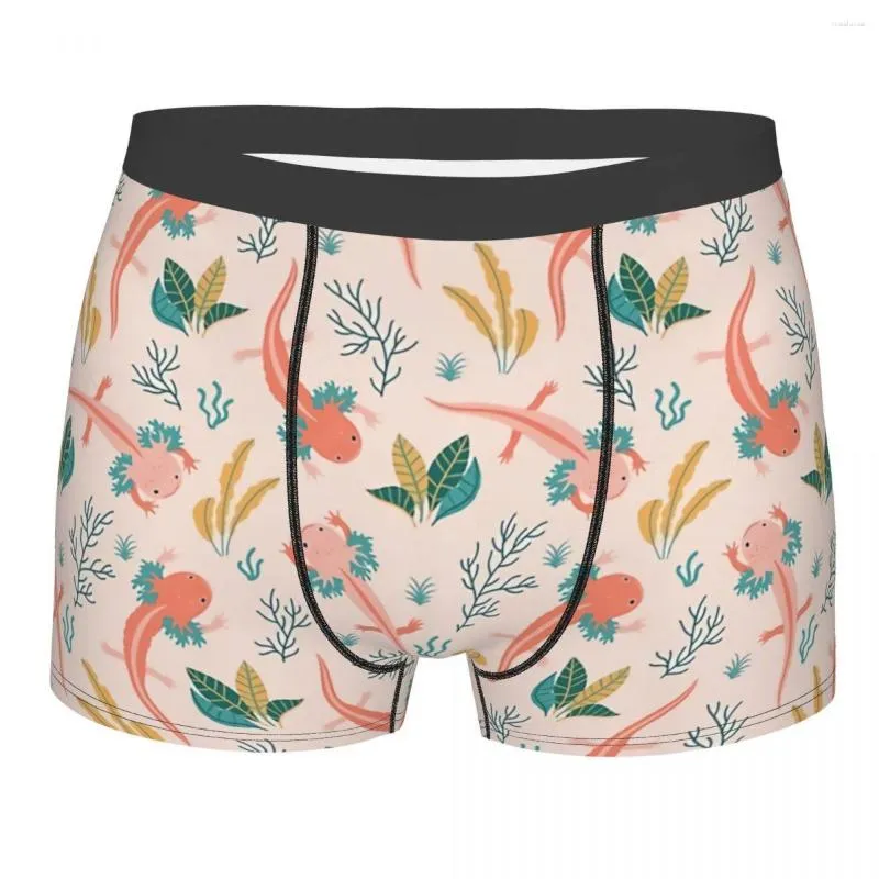 Underpants axolotl amante engraçado padrão salamandra de calcinha rosa breames de roupas íntimas masculinas shorts sexy boxer