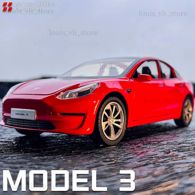 1 24 TESLA MODEL 3 MODEL Y ROADSTER ALLOY MODEL ARAÇ DIECASTS Metal Döküm Sesi ve Hafif Araç Oyuncakları LDREN ARAÇ T230815